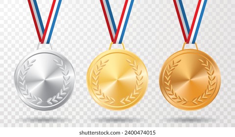 golden, silver and bronze medals, vector illustration