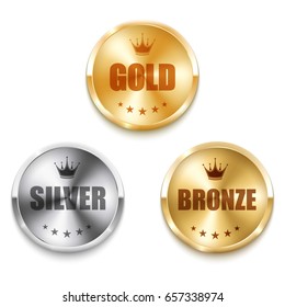 Golden, silver and bronze medals. Vector illustration