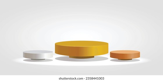 podio de bronce dorado con fondo en blanco vectorial de sombra