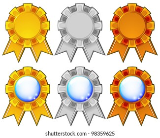 Golden, silver and bronze rosettes
