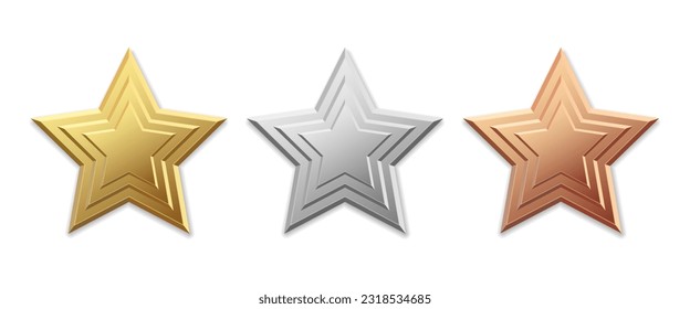 Golden silver and bronze star product rating review for apps and websites