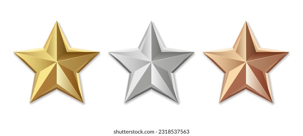 Golden silver and bronze star product rating review for apps and websites