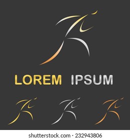 Golden silver and bronze stylized runner logo design set
