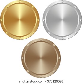 golden, silver and brown plates