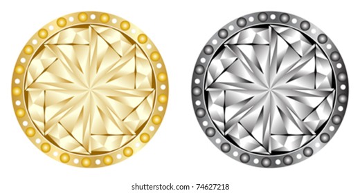golden and silver buttons