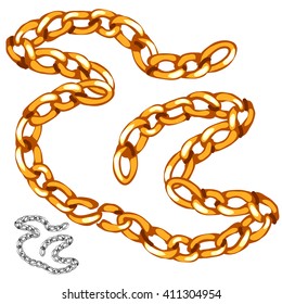 Golden and silver chain. Vector illustration