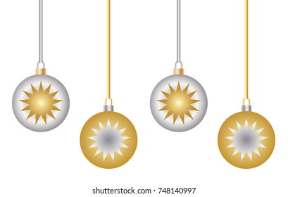 golden and silver christmas balls vector illustration 