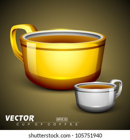 Golden and silver coffee cup. EPS 10