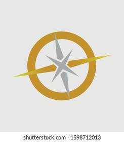 Golden and silver compass, travel company logo design idea. 