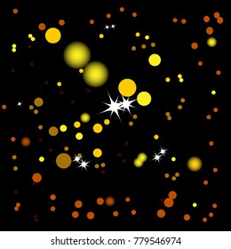 Golden and Silver Confetti. Vector Festive Illustration of Falling Shiny Confetti Glitters Isolated on Transparent Checkered Background. Holiday Decorative Tinsel Element for Design