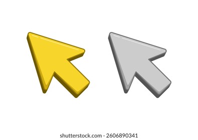 Golden and silver cursor vector icon set.