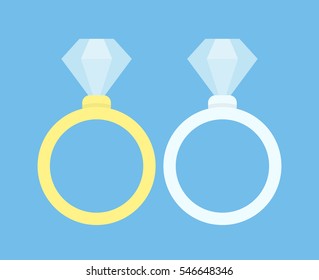 Golden and silver diamond ring icon