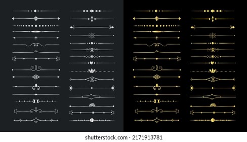 Golden and silver divider vector line 