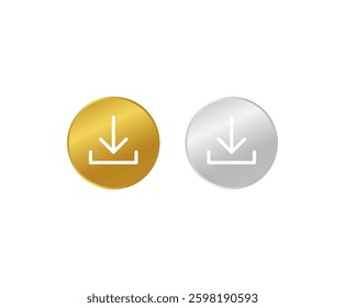 Golden and silver download button set.