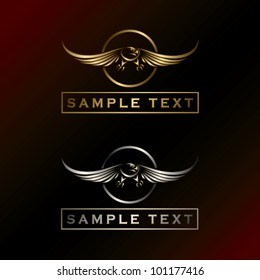 Golden and silver eagle label - vector illustration