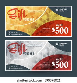 Golden and Silver Gift Voucher. Vector Design Print Template. Gift Certificate. Coupon, Ticket Template. Vector Illustration