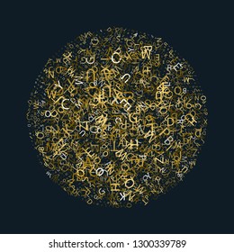 Golden and silver glitter letters of the alphabet. Vector illustration.. Vector