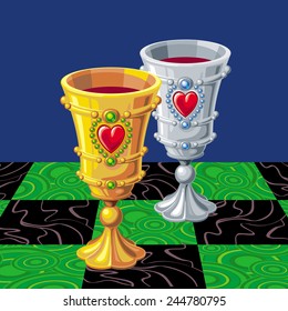 Golden and silver goblets