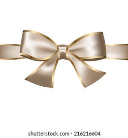 Golden and Silver Isolated Bow. Vector Decorative Design Element.