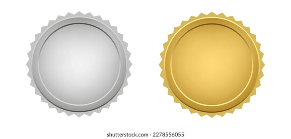 Golden and silver label, badge, medal vector illustration