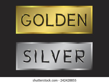 Golden and silver label set. Vector illustration.