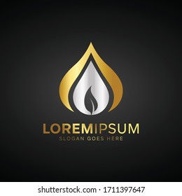 Diseño del logotipo de la hoja de oro y plata
