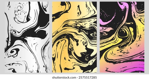 Golden silver marble set for the A0 size poster.Elegant marble texture set. Luxury vector, Made on 23 jan 2025.black, lux pattern for cover, invitation template.