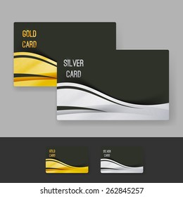 Golden And Silver Membership Luxury Card Design Layout Gift Exclusive Shopping Club Template. Vector Illustration