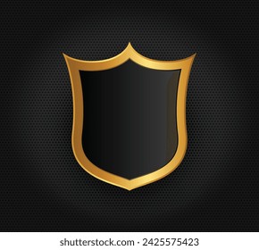 Golden silver Metallic Security Badge Logo Design Vector