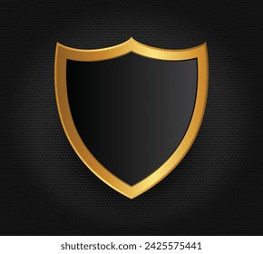 Vector de diseño de logotipo de insignia de seguridad metálica de plata dorada