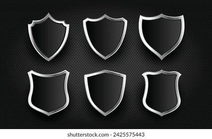 Golden silver Metallic Security Badge Logo Design Vector