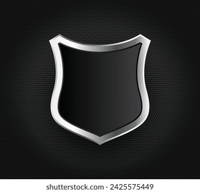 Vector de diseño de logotipo de insignia de seguridad metálica de plata dorada