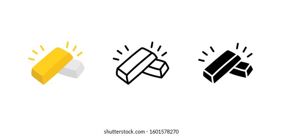 Golden Silver Nugget Trading Icon. Business Flat, Silhouette, Line Vector Illustration On White Background