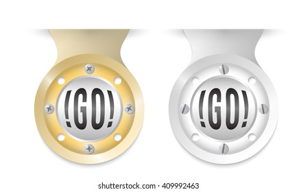 Golden and silver object and go icon