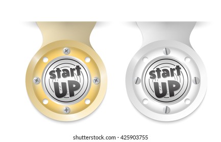 Golden and silver object and start up icon