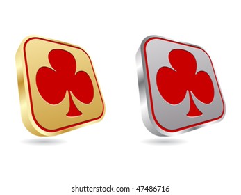 golden and silver poker element - clover