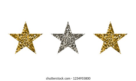 Golden and silver shiny stars. Vector illustration. The texture of glitter