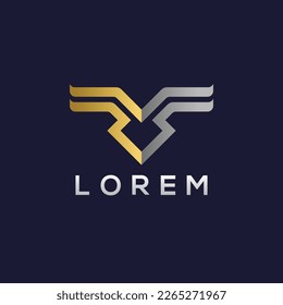 Golden, Silver Square and Eagle Logo Design