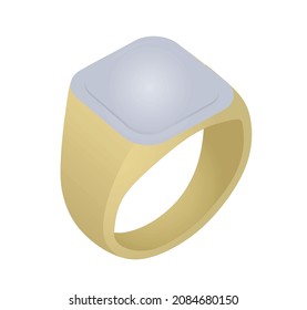 Golden and silver square ring. vector illustration