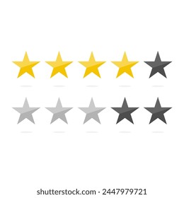 Golden and silver star. 5 star rating icon. Isolated badge for website or app on the white background.