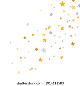 Golden and silver stars frame. Celebration banner. Gold and gray shooting stars. Glitter elegant design elements. Magic decoration. Children room decor. Vector illustration.