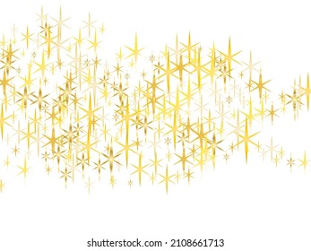 Golden and silver stars on white background. Christmas texture. Glitter elegant design elements. Gold shooting stars.