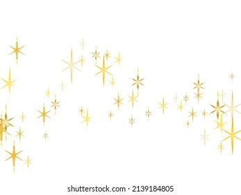 Golden and silver stars on white background. Beautiful gold falling magic stars on white background sparkle pattern. Vector illustration. Christmas light effect.