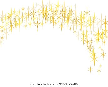 Golden and silver stars on white background. Christmas texture. Vector illustration. Christmas light effect.