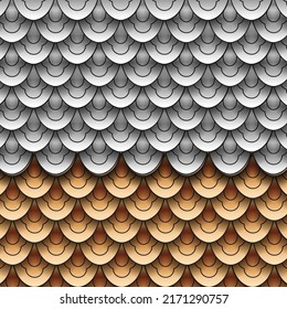 Golden And Silver Wallpaper With Vietnamese Wave Pattern, Armor Pattern, Asian Pattern