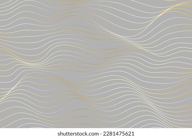 Golden And Silver Wave Lines Pattern Abstract Background. Vector