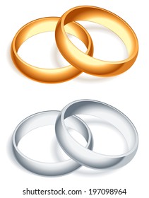 Golden and silver wedding rings.