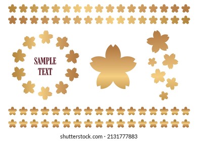 Golden simple cherry blossom decoration vector illustration set