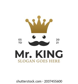 golden simple Greek old man bearded king with luxury crown logo