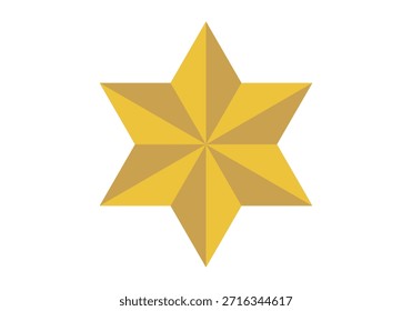 Estrella dorada de seis puntas con sombras
